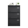Filing Cabinet Lateral File Cabinet 3 Drawer, Blcak Locking Metal File Cabinets Three Drawer,with Lock Drawers for Home Office/Legal/Letter/A4/F4 - 3 of 4