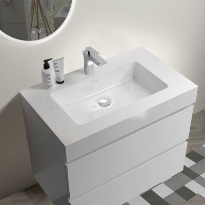 Integrated engineered quartz basin WITHOUT drain and faucet