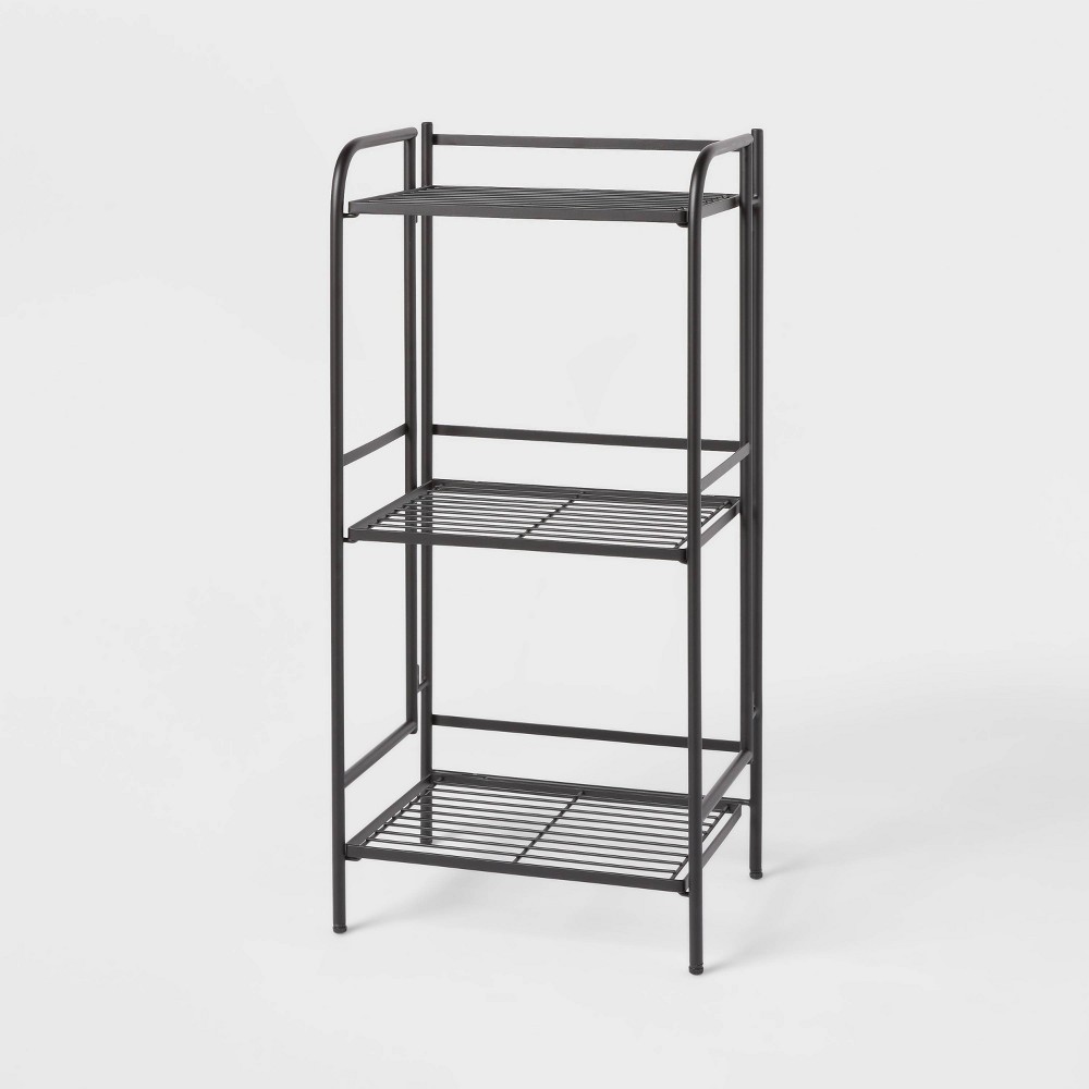 Folding 3 Narrow Shelves Black - Brightroom™