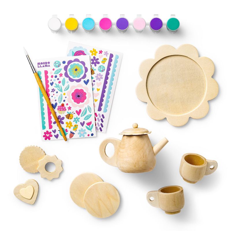 Paint-Your-Own Wood Tea Set Kit - Mondo Llama&#8482;, 3 of 9