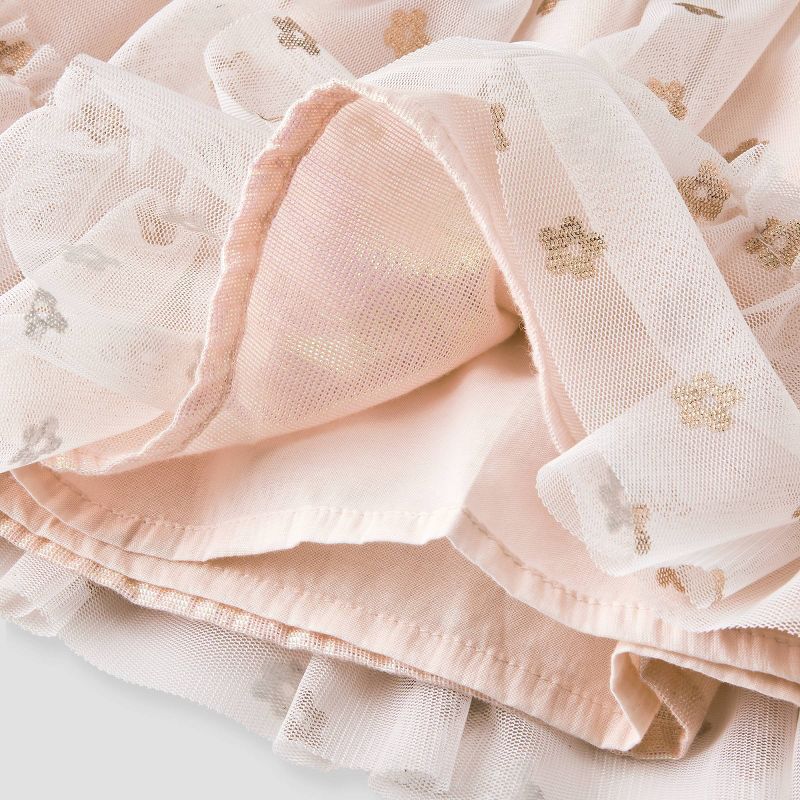 Baby Girls' Spring Floral Printed Tulle Dress - Cat & Jack™ Peach Orange, 5 of 6