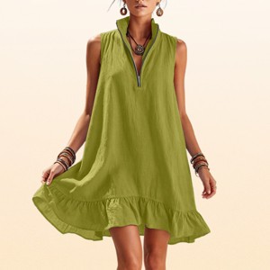 ladies sleeveless shirt dress SALE Cruel Girl Ladies' Chambray Womens Summer Casual Dress Gradual Sleeveless Neck V Julia Jordan Women's Sleeveless Shirt