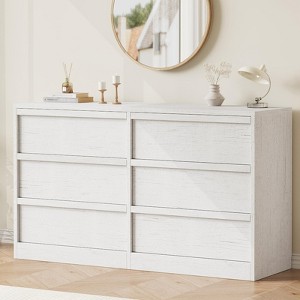 Garvee Modern Double Dresser Organizer with 6 Drawers Large Storage, Wooden Chest of Drawers for Living Room, Bedroom, Nursery, Hallway - 1 of 4