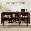 ChicFurnit Utility Storage Cabinets 3 Doors Rattan Storage Cabinet Floor Cabinet Accent Cabinet for Home Living, Brown, 65"*21"*6" - 2 of 4