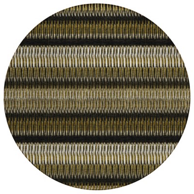 Brown Ivory And Black Striped Washable Indoor Outdoor Area Rug