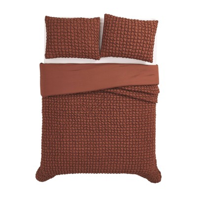 Rust Twin Microfiber Textured Puff Comforter Set
