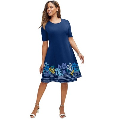 Jessica London Women's Plus Size Stretch Ponte Flare Dress
