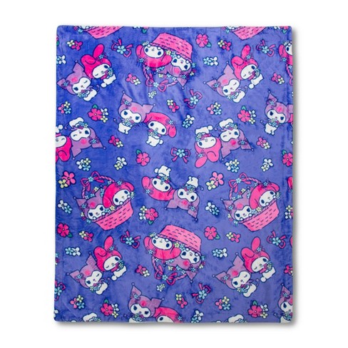 The Northwest Company Sanrio My Melody and Kuromi Flower Baskets Throw Blanket 50 x 60 Inches