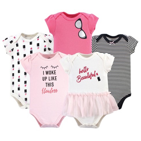 Little Treasure Baby Girl Cotton Bodysuits 5pk, Lipstick, 6-9 Months ...