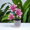 Unique Bargains Artificial Plants 3-Stem Magnolia Plastic 3.35"x3.35"x10.63" 1 Pcs - 2 of 4