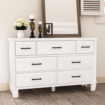 Jojoka Dresser for Bedroom with 7 Drawers, Modern Chest of Drawers with Metal Handle for Living Room