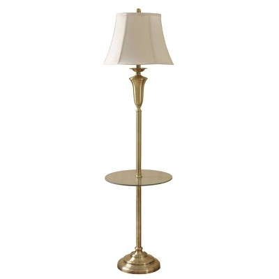61 3-way Madison Floor Lamp Glass Table Antique Brass - Stylecraft : Target