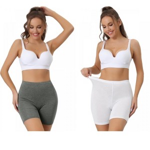 Allegra K Women's Mid-Thigh Boxer Full Coverage Soft Stretch Boyshorts 2 Packs - 1 of 4