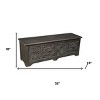 HomeRoots 52" Black Distressed Solid Wood Carved Floral Storage Ottoman - 3 of 4