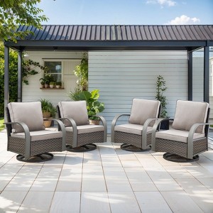 POCASSY Outdoor Swivel Glider Chairs, Patio Wicker Swivel Rocking Chairs with Powder-Coated Steel Armrest - 1 of 4