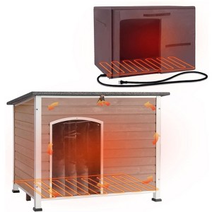 Aivituvin 43.3"L Heated Outdoor Dog House| Heating Pad| Metal Frame-AIR76-M-IN-HP - 1 of 4