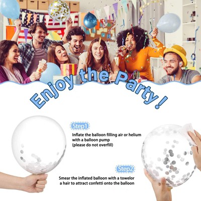 COZONY Blue Balloon Arch Garland Kit, Ocean Macaron Latex Confetti Balloons for Baby Shower Wedding Party Decor