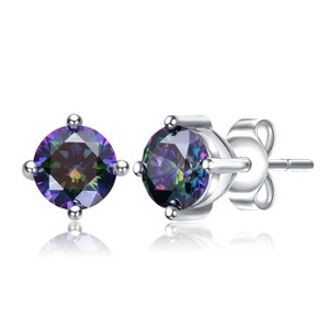 Guili Baby/Kids Sterling Silver Cubic Zirconia Earrings for a Sparkling Look - Colors: Red, Purple, Clear, Blue, Green, White, Yellow. - 1 of 3