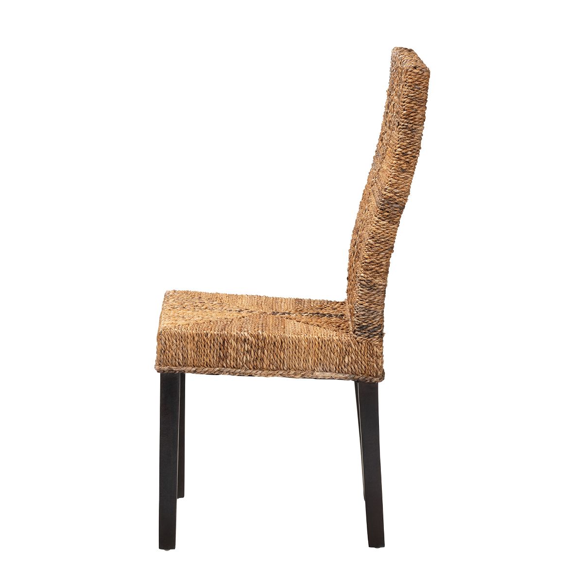 bali & pari Laymi Modern Bohemian Dark Brown Mahogany Wood and Seagrass Dining Chair - thumbnail 4