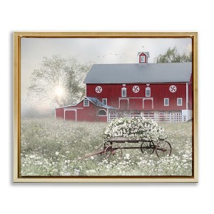 Stupell Industries Red Barn Floral Wagon Meadow, 21" x 17" - 1 of 4