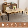 63" Natural Farmhouse Industrial Dining Table Set with 4 Upholstered Beige Chairs, Rectangular Table for Kitchen or Patio -3irtyhousy - 2 of 4
