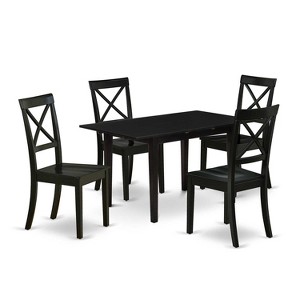 HomeStock 5-Pc Black Finish Solid Wood Top - Rectangular Dining Room Set with Butterfly Leaf - Seats 4 - 1 of 4