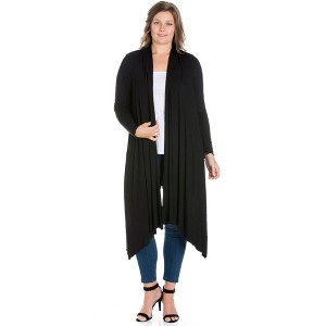 Plus Extra Long Open Front Cardigan - 24seven Comfort Apparel™ - 1 of 3