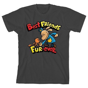 Dog Man Best Friends Fur-Ever Youth Charcoal Crew Neck Short Sleeve T-shirt - 1 of 4