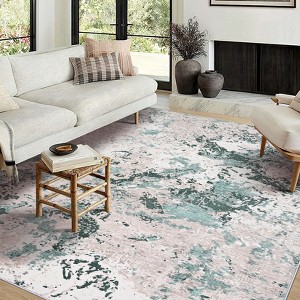 Area Rug Machine Washable Boho Carpet Non Slip Abstract Vintage Indoor - 1 of 4