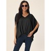 Seta T Women's Satin V Neck Batwing Short Sleeve Summer Loose High Low Hem Casual Blouse - 3 of 4