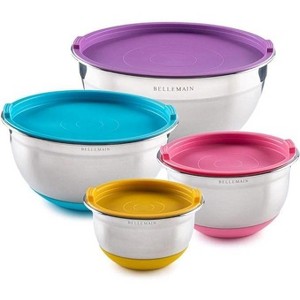 Bellemain Stainless Steel Mixing Bowls with Lids Non-Slip, Nesting, Easy-Grip 4-Piece Set for Baking - 1 of 4