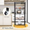 4-Tier Heavy Duty Foldable Metal Rack Storage Shelving Unit with Wheels Moving27.95 x 14.96 x 49.61 （Black） - 3 of 4