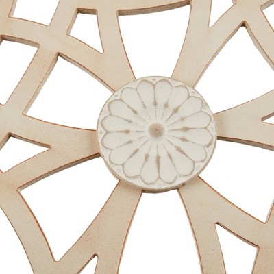 Madison Park 15.75" x 37.75" Cream and Brown Carved Wood Wall Panel