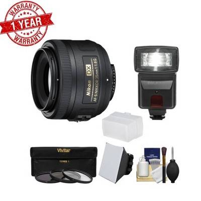 Nikon AF-S 35mm f/1.8 G DX AF-S Nikkor Lens with 3 Filters Flash & 2 Diffusers Kit