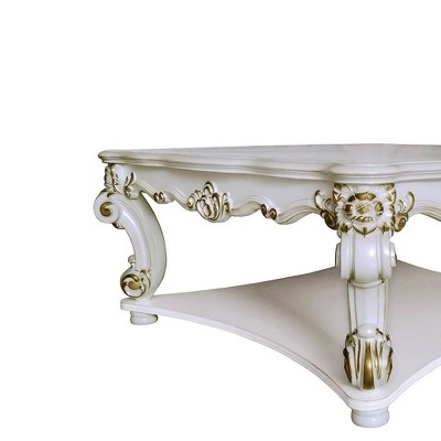 Vendome Antique Pearl Square Coffee Table with Scrolled Legs