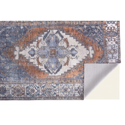 Percy Blue and Brown Rectangular Chenille Area Rug