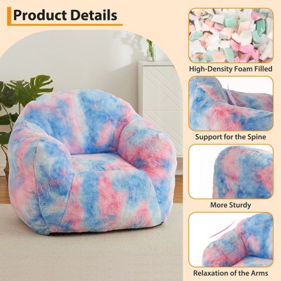Bean Bag Chairs for Kids, 39 Inch Bean Bag Sofa with Sponge Filler, Large Beanbag Sofa Chair with Backrest and Armrest, Soft Fluffy Reading Chair