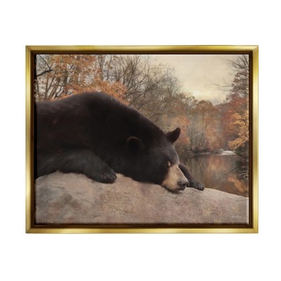 Stupell Industries Resting Bear Autumn Foliage LakeFloater Canvas Wall Art
