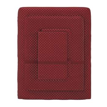 Hastings Home Full Size Brushed Microfiber 4 Piece Embossed Checkered Bed Sheet and Linen Set with Stain Resistant Fitted and Flat Sheets - Burgundy