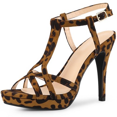 Allegra K Women's T Strap Open Toe Platform Stiletto Heel Sandals