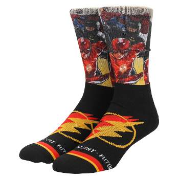 The Flash Superhero Character and Lightning Bolt Men's Athletic Crew Socks