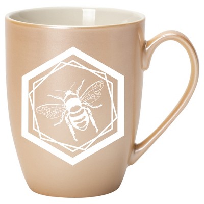 Elanze Designs Honeycomb Bee Pearlescent Sand 10 ounce New Bone China Coffee Cup Mug
