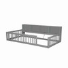 CAVINAS Twin XL Size Wood Montessori Bed with 3 Built-in Storage Cabinets and Guardrail,Modern Floor Bed with USB Ports,Toddler Bed for Bedroom,Gray - 4 of 4