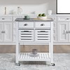 Mobile Rolling Kitchen Island Trolley Serving Cart with Underneath Drawer & Slide-Out Wire Storage Basket-- Frevyn - 3 of 4