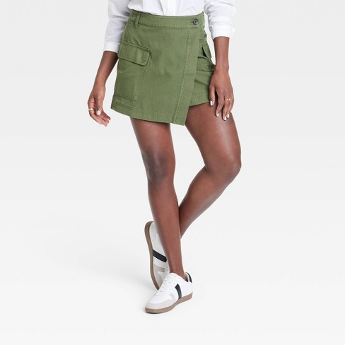 Women s Wrap Mini Skirt Universal Thread Olive Green Target