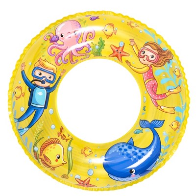 Pool Central 24" Yellow Inflatable Snorkeler and Sea Animal Inner Tube Children's Pool Float