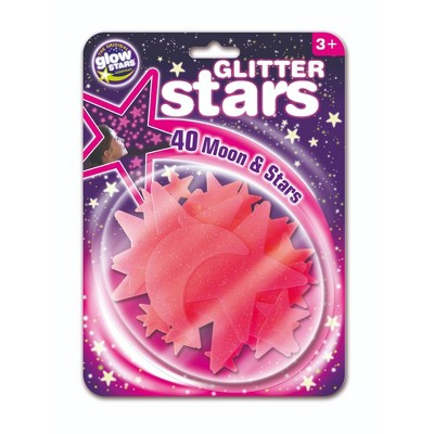 The Original Glowstars Glow-In-The-Dark Pink Glitter Moon and Stars Set