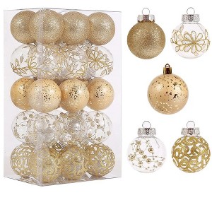 Aoibox 30 Piece 60mm Clear Champagne Gold Christmas Ball Ornaments Shatterproof Fillable Baubles for Tree Wedding Party Decoration - 1 of 4