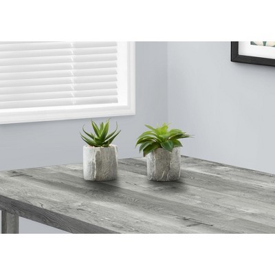 Monarch Specialties Artificial Plant 6 inch Tall Succulent Indoor Faux Fake Table Greenery Potted Set Of 2 Decorative Green Leaves Grey Cement Pots