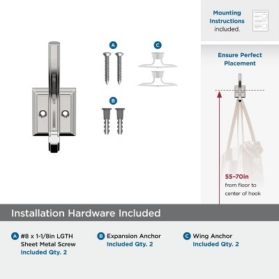 Polished Chrome Double Prong Decorative Wall Hook